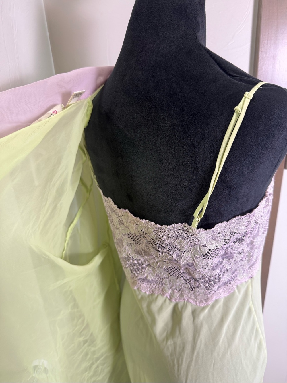 Vintage Victorias Secret Sheer Nighty & Robe Set Green Purple Lace Coquette Y2K - Picture 6 of 12